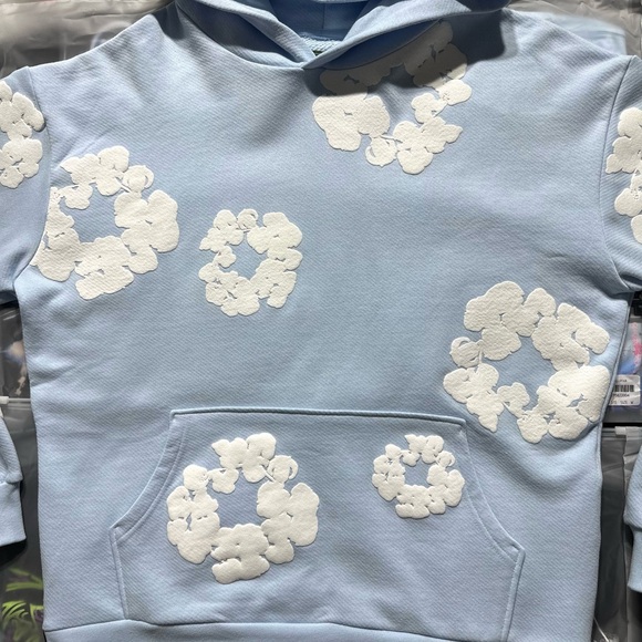 Denim Tears The Cotton Wreath Hoodie ‘Blue’ - Picture 3 of 7